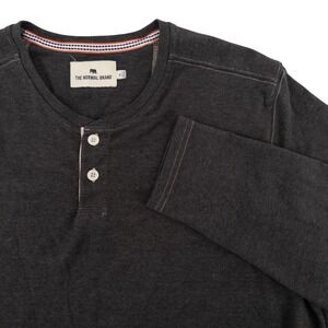 The Normal Brand Puremeso 2 Button Henley Men's XL Charcoal Long Sleeve Shirt